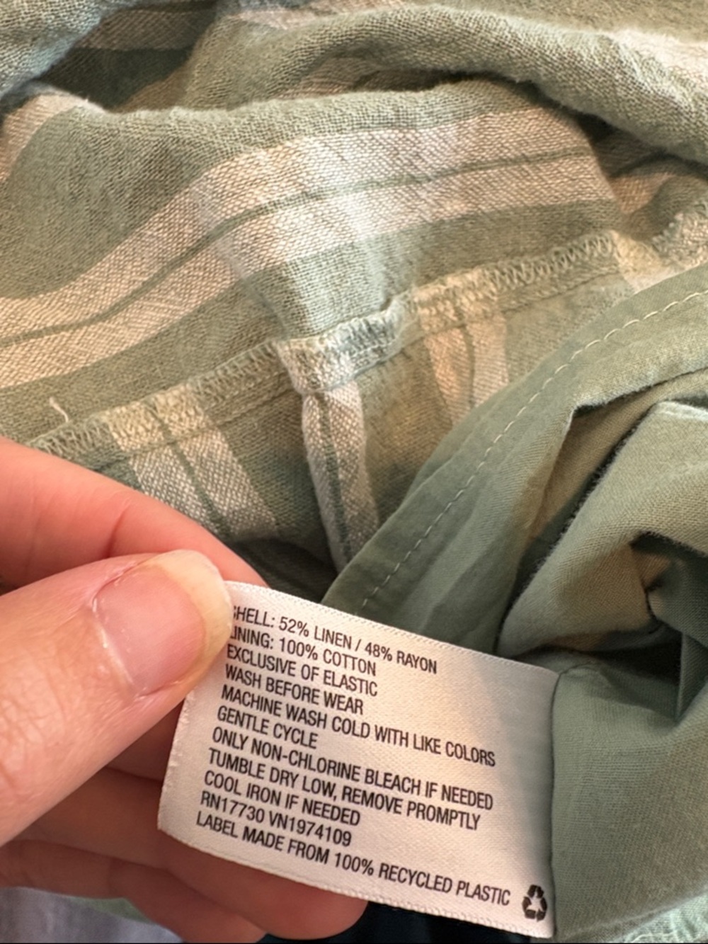 Sleeveless Button-Front Midi Dress in Sage Stripe and White - Picture 6 of 16